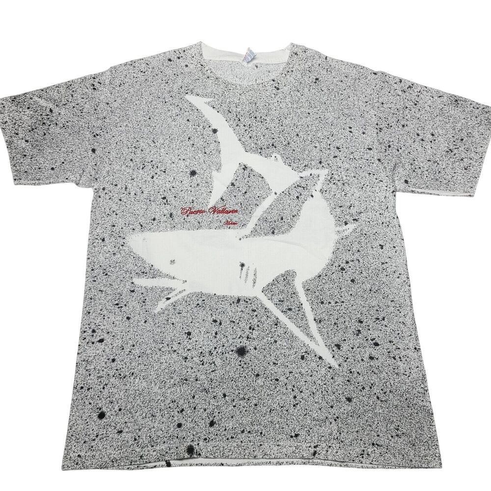 Vtg 90’s Puerto Vallarta Mexico All Over Print Aop T-Shirt Men's Medium Shark